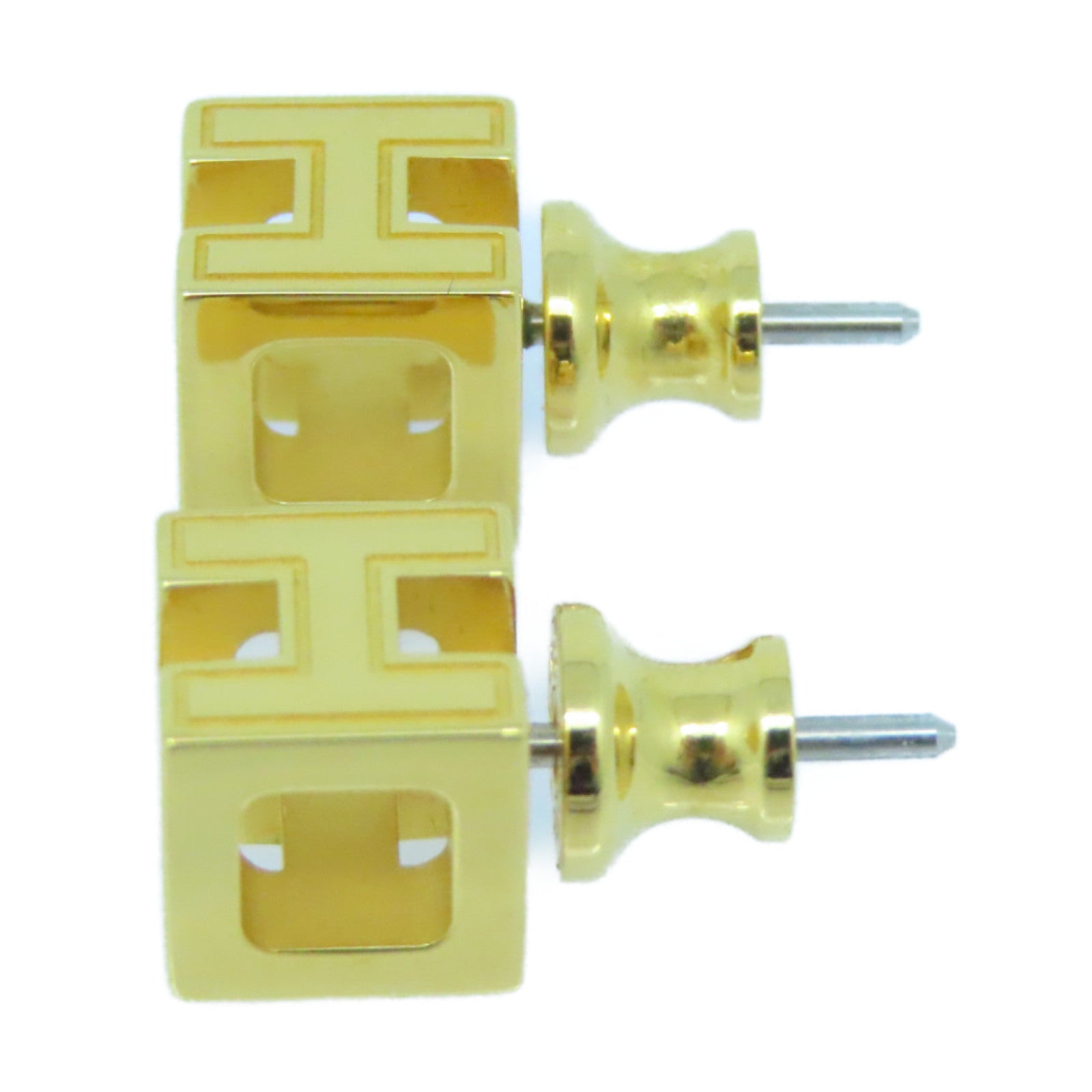18K Cage D'H White Hermes Earrings