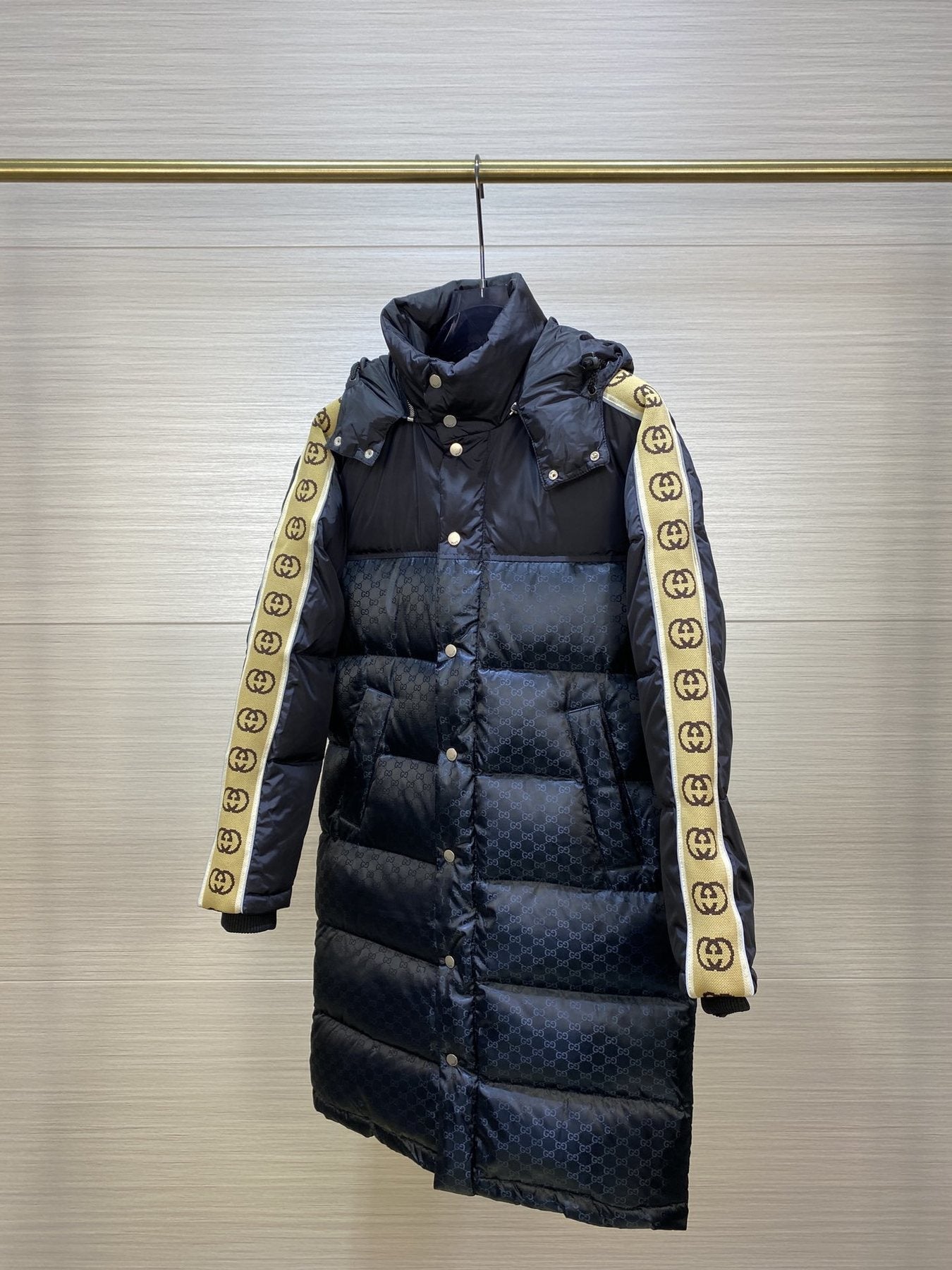 GUCCI Tonal Monogram Long Down Jacket — front
