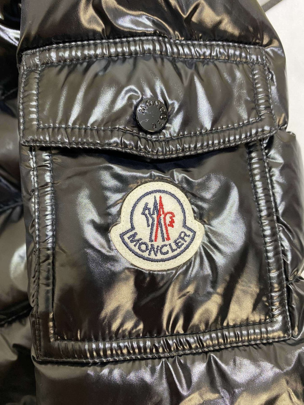 Moncler Women's Black Hooded Long Down Coat — detail