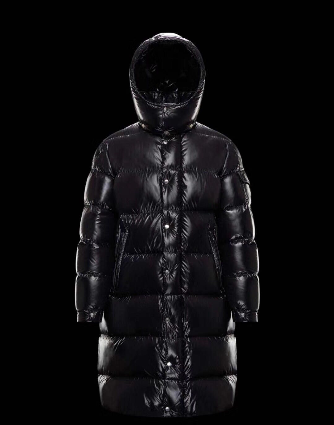 Moncler Glossy Hooded Long Down Coat — hero