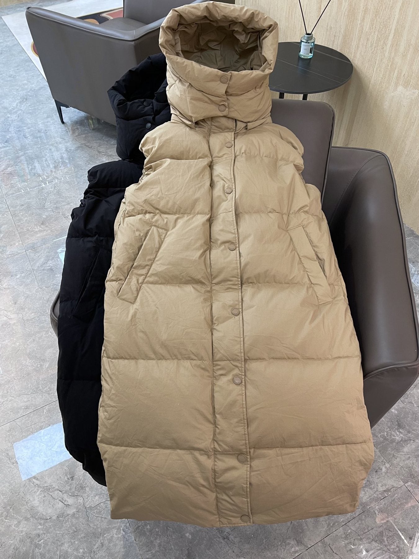 Burberry Hooded Long Down Vest — front