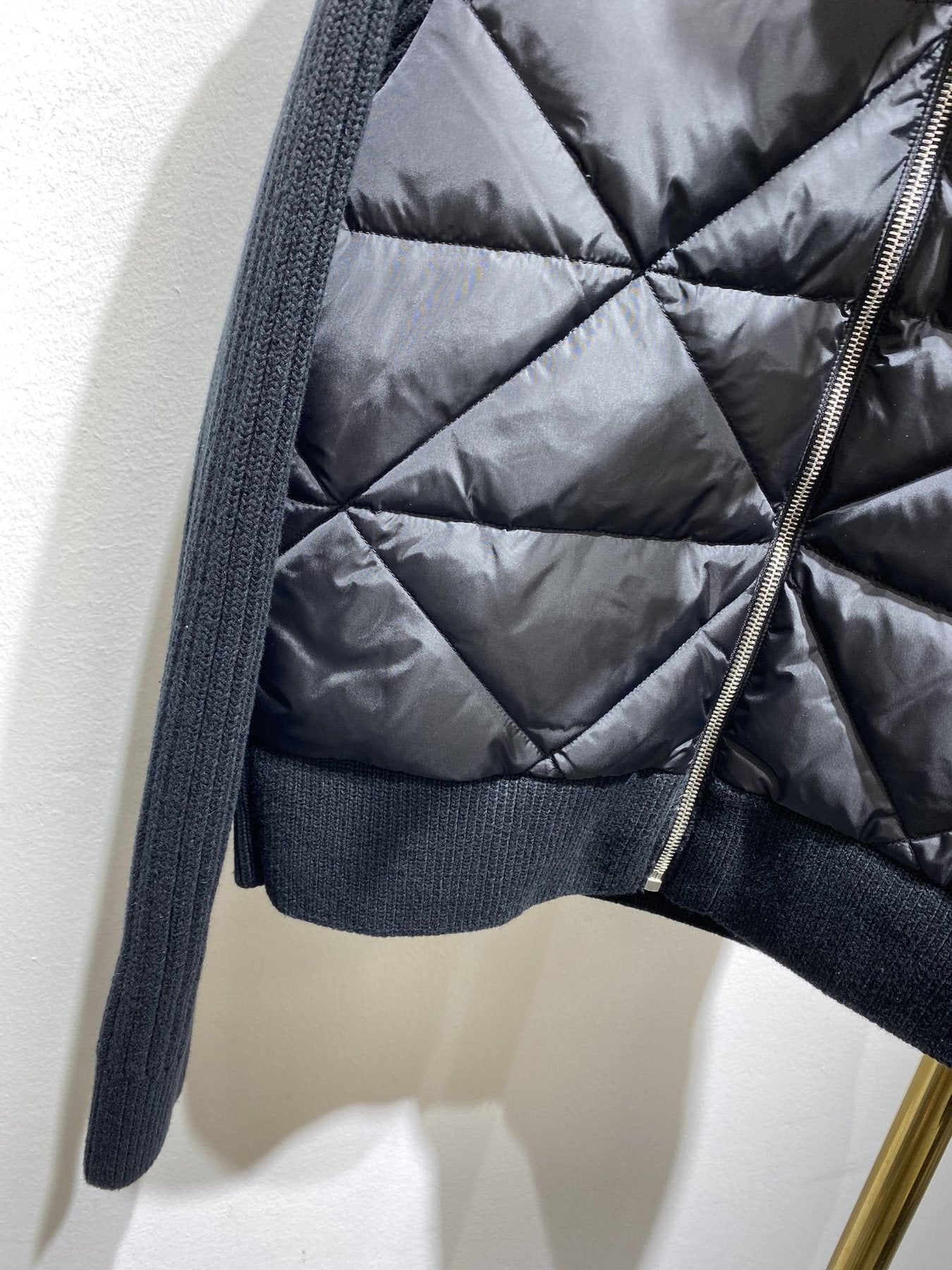 Prada Quilted Knit-Sleeve Jacket — detail