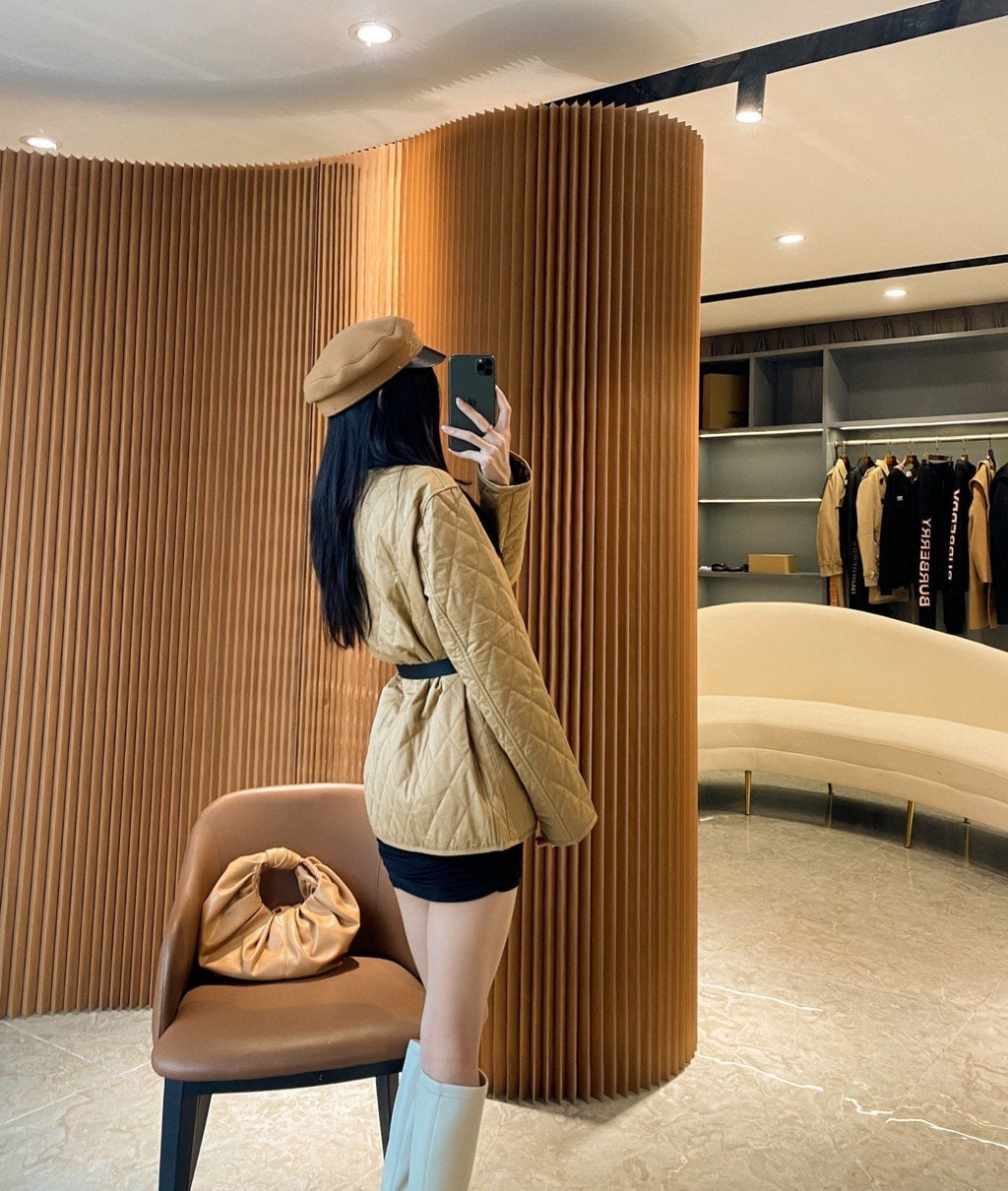 Burberry Diamond-Quilted Snap-Front Jacket — back