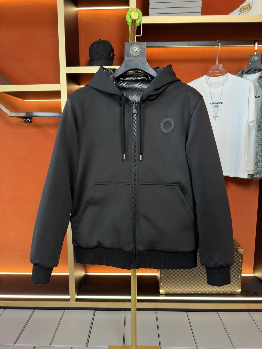 Burberry Reversible Black Hooded Puffer Jacket — front