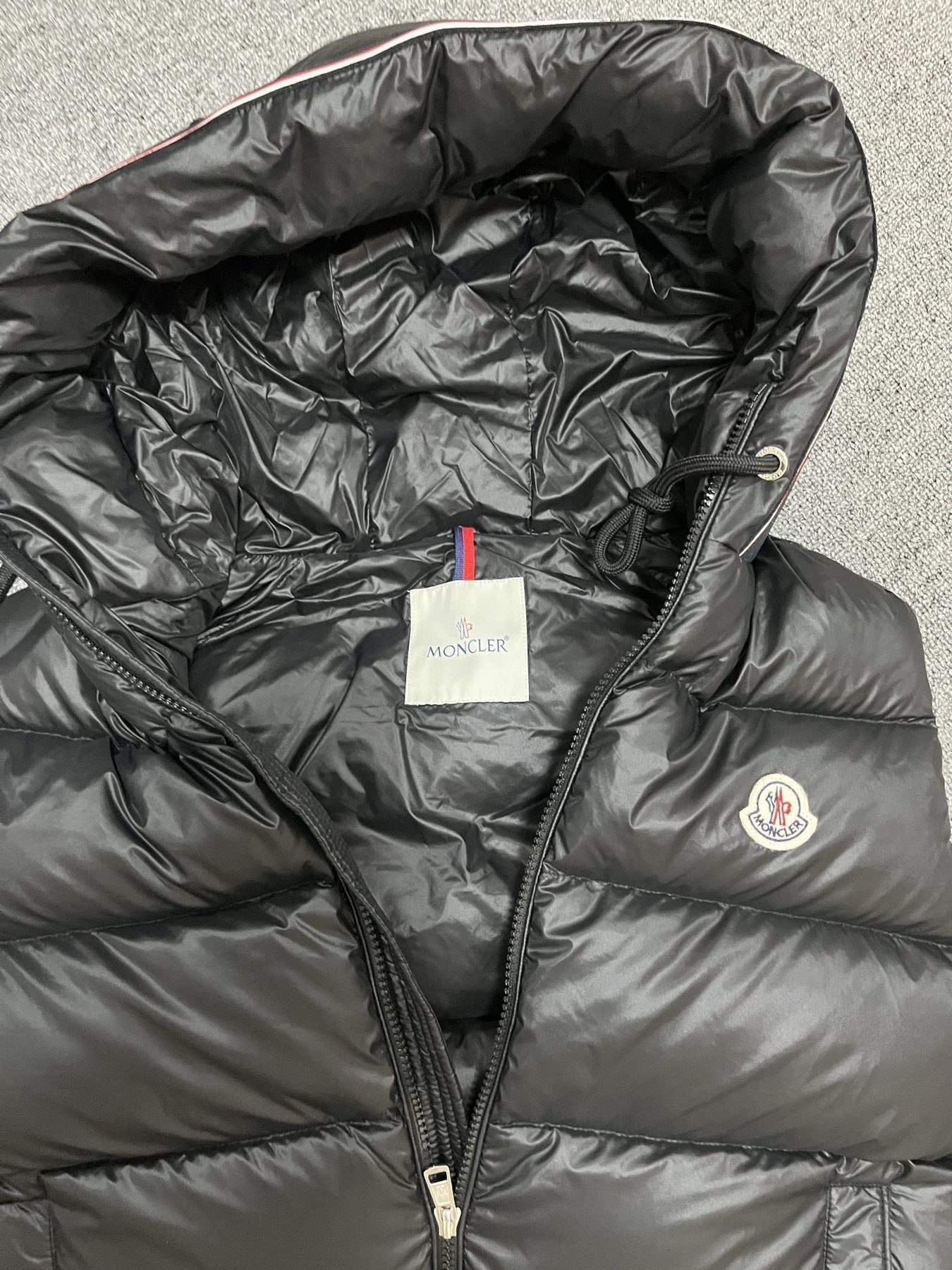 Moncler Hooded Quilted Down Vest — detail