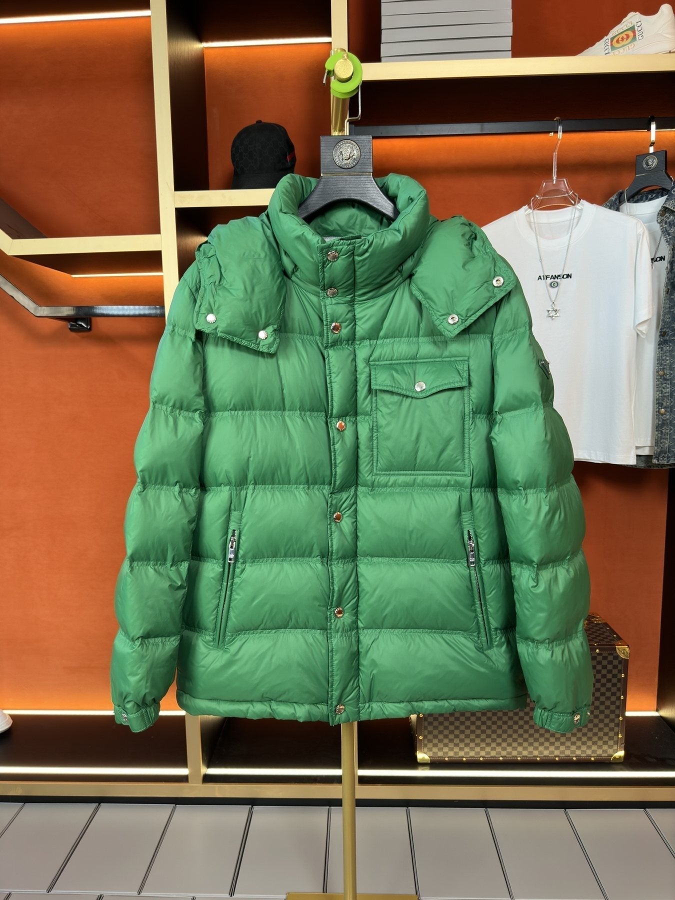 Prada Hooded Quilted Puffer Jacket — front