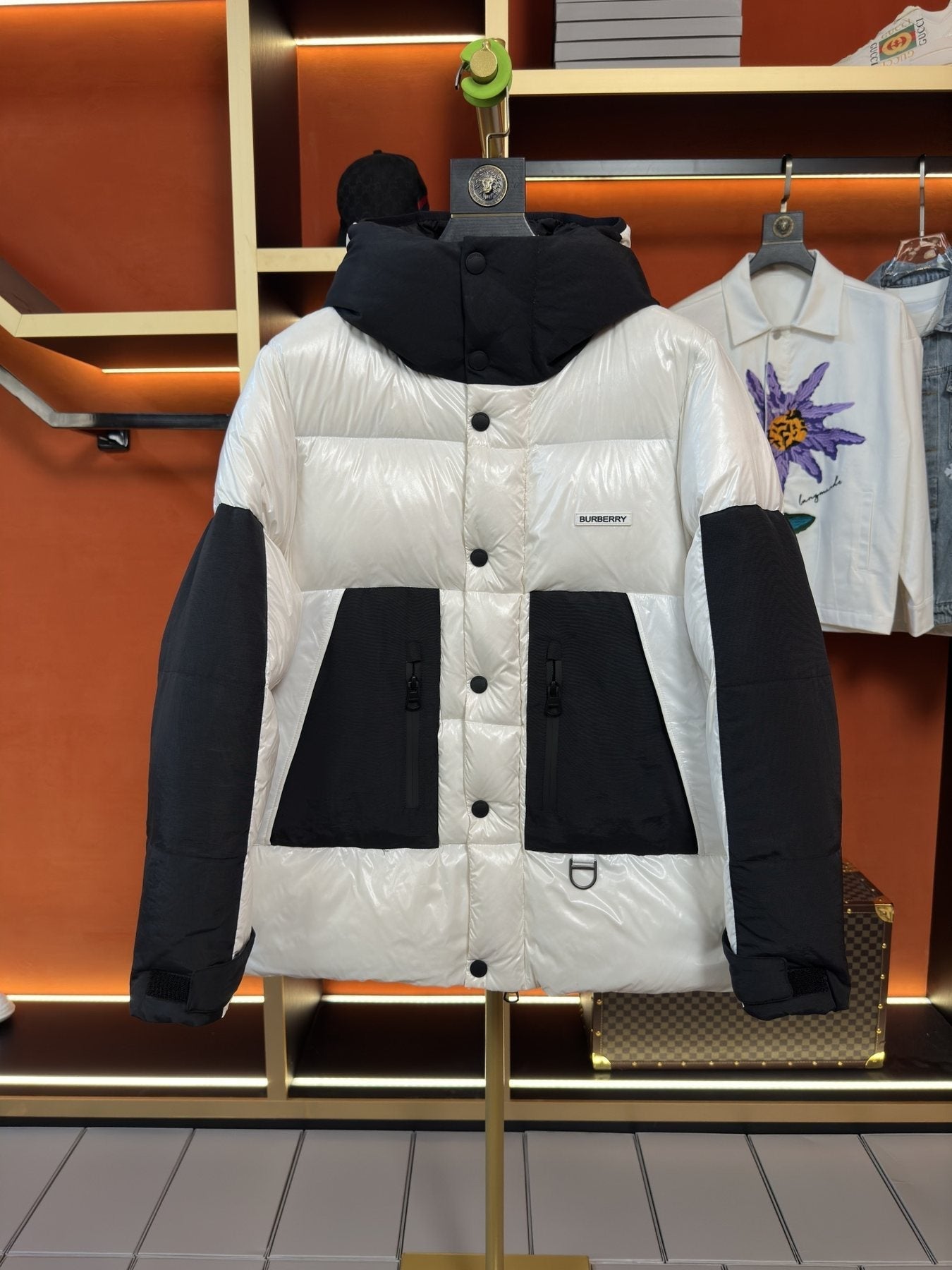 Burberry Hooded Color-Block Puffer Jacket — front