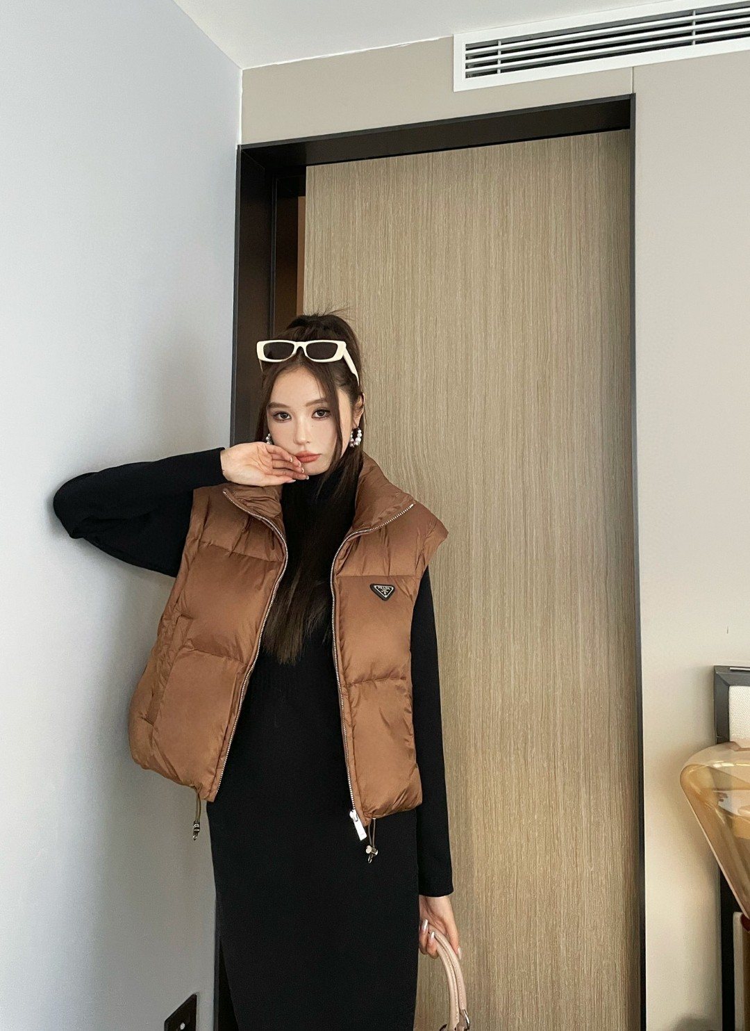 Prada Cropped Quilted Puffer Vest — front