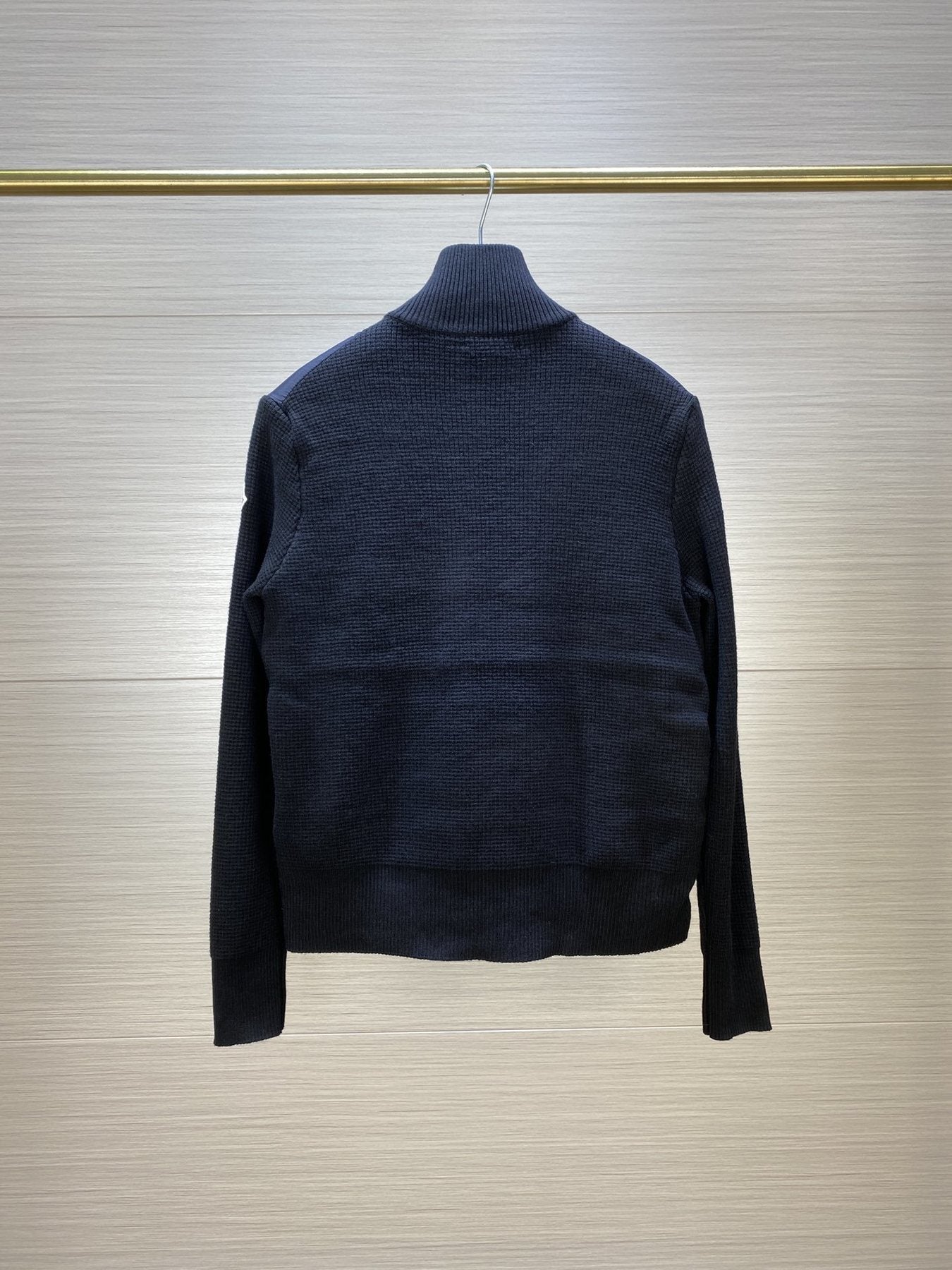 Moncler Quilted Front Knit Sleeve Zip Jacket — back