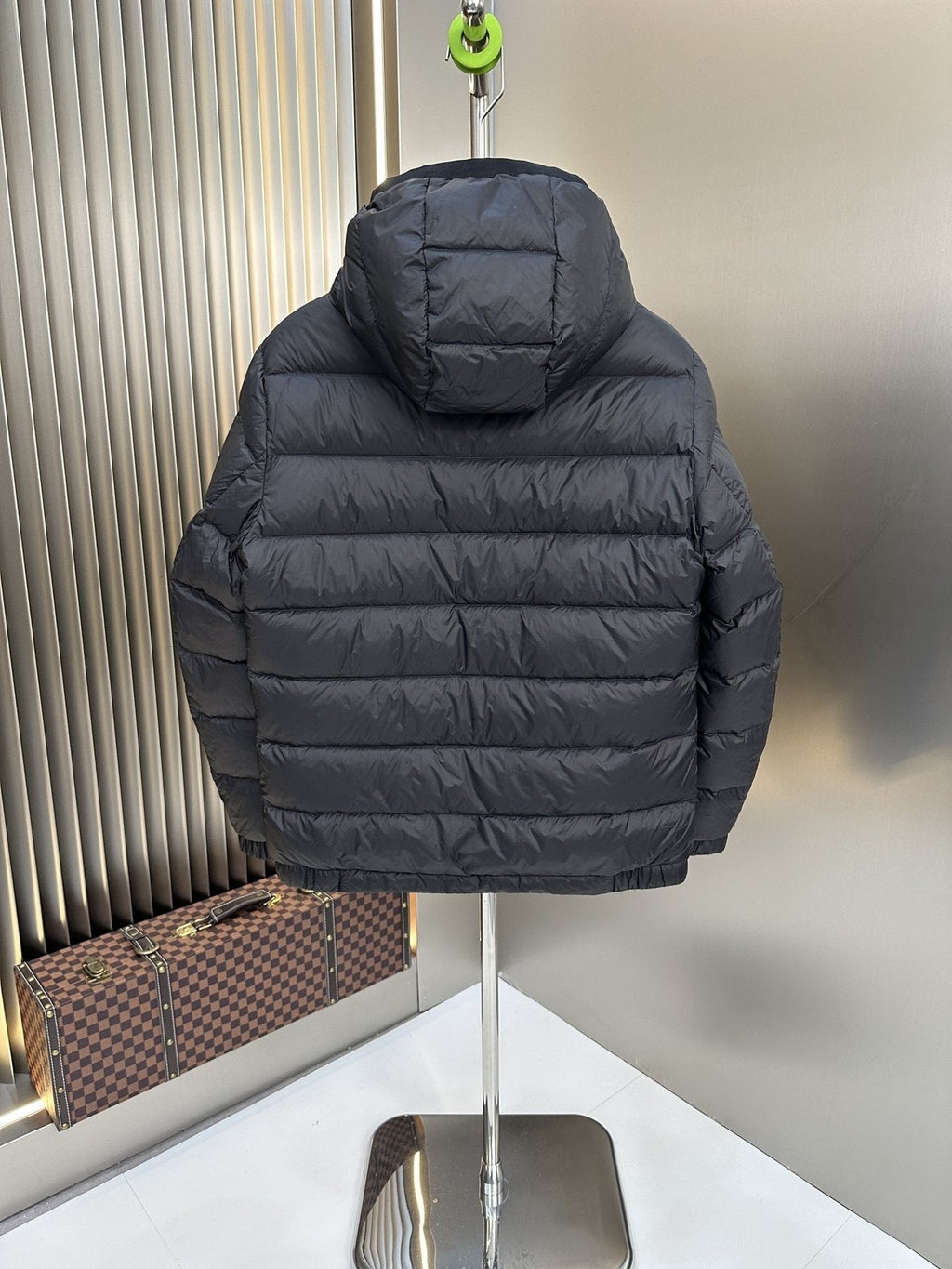Prada Black Hooded Puffer Jacket — back