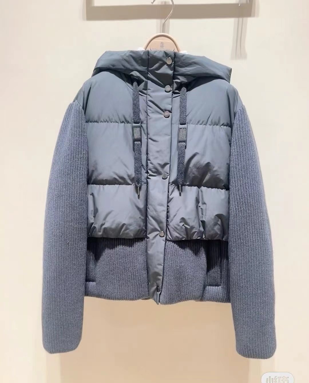 Moncler Hooded Knit-Sleeve Puffer Jacket — hero