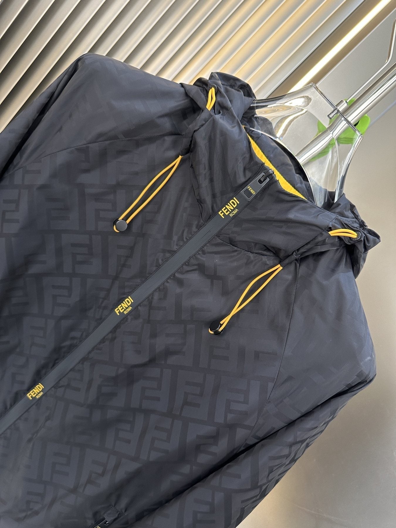 Fendi Tonal Geometric Hooded Full-Zip Jacket — detail