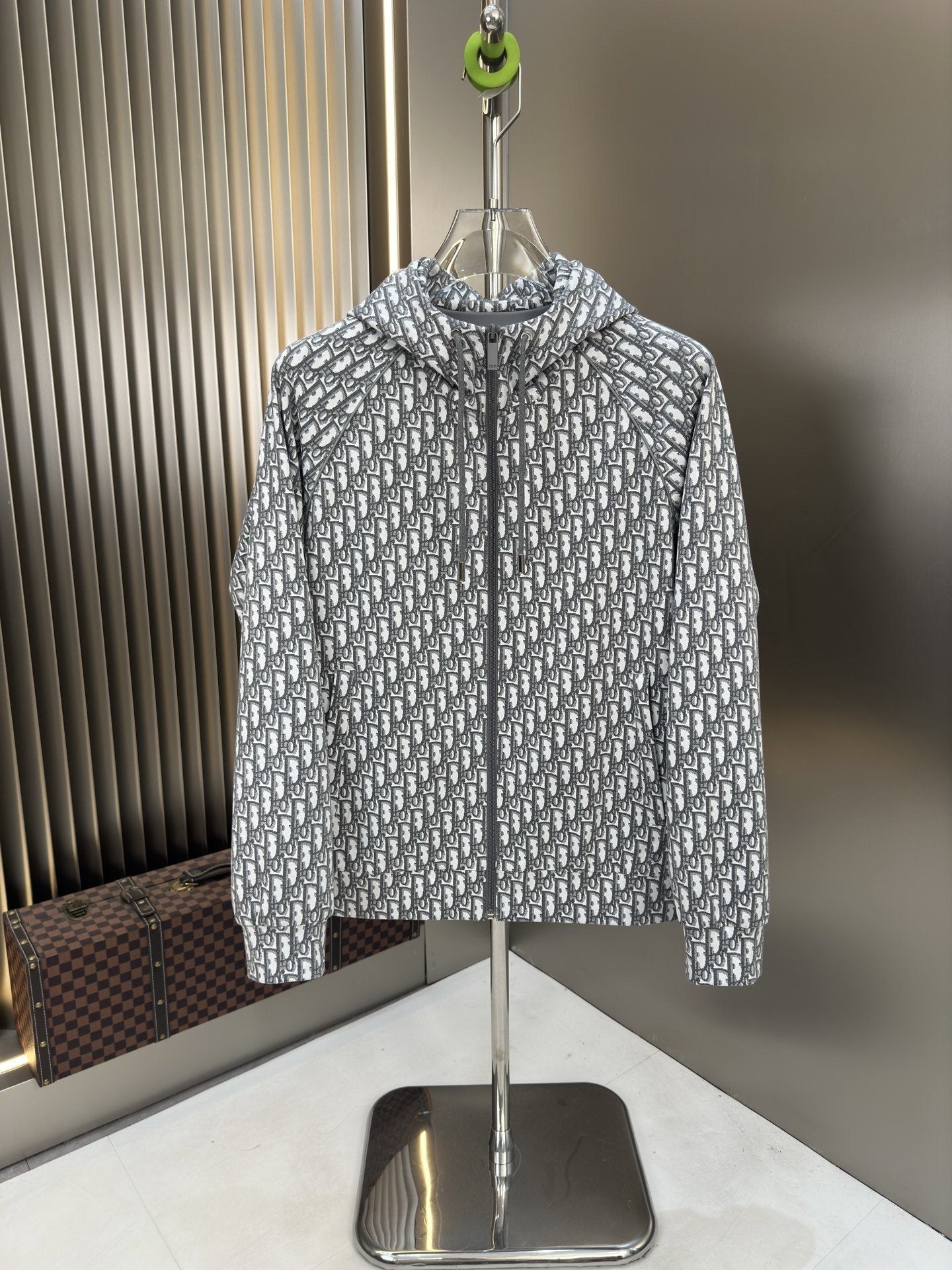 2026 Original Jacket Grey Monogram Hooded Zip Jacket — hero