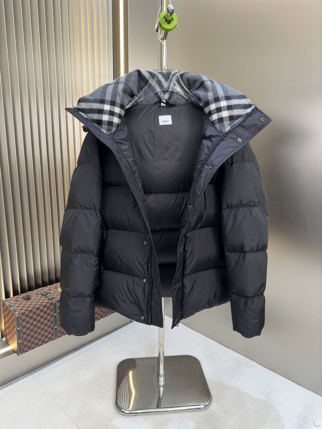 Burberry Black Hooded Puffer Jacket — front