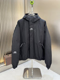 Balenciaga Black Hooded Insulated Zip-Front Coat — hero