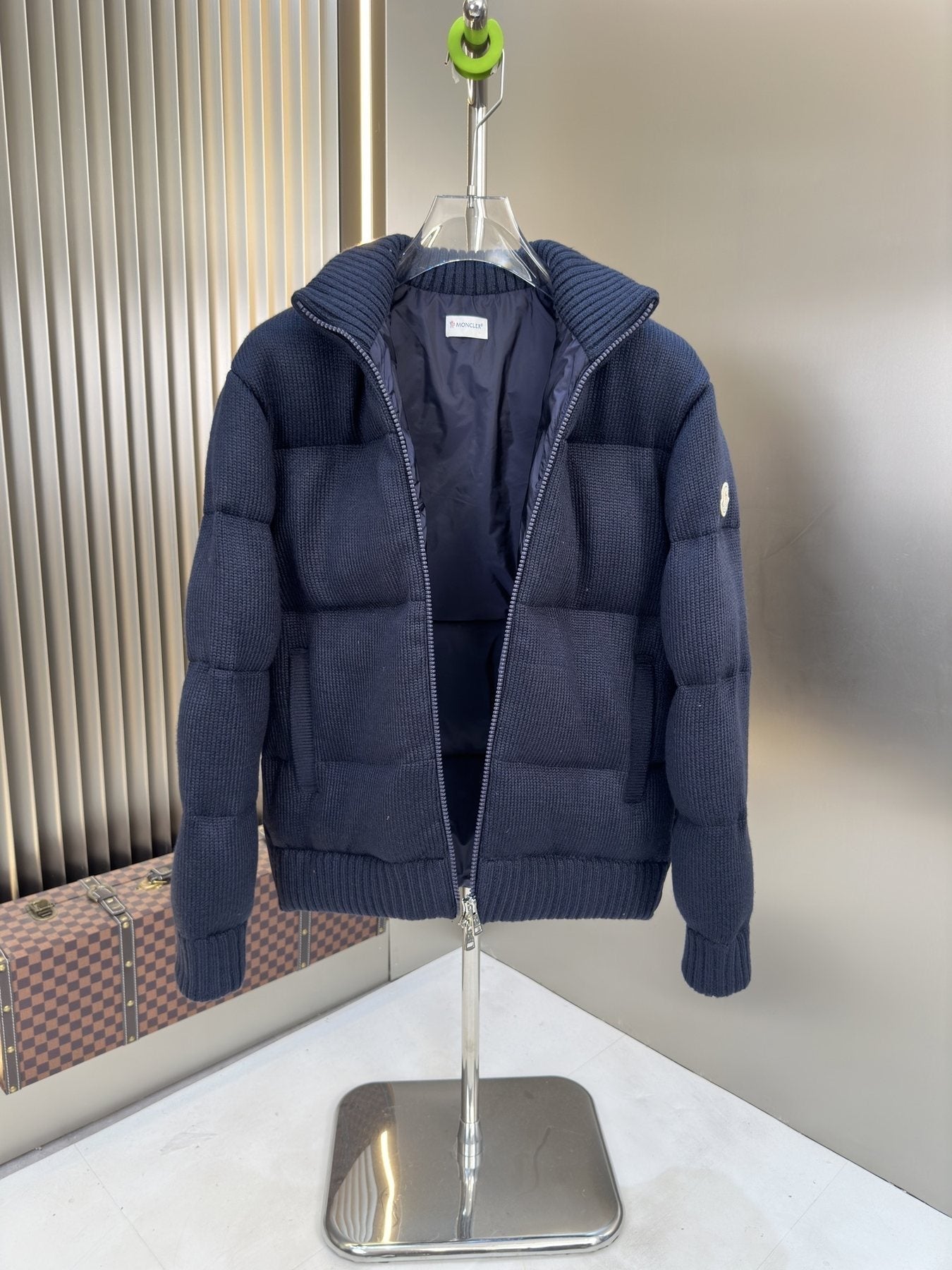 Moncler Quilted Knit-Sleeve Puffer Jacket — front