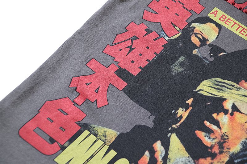 VALE USA Washed Gray Rhinestone Graphic T-Shirt — detail