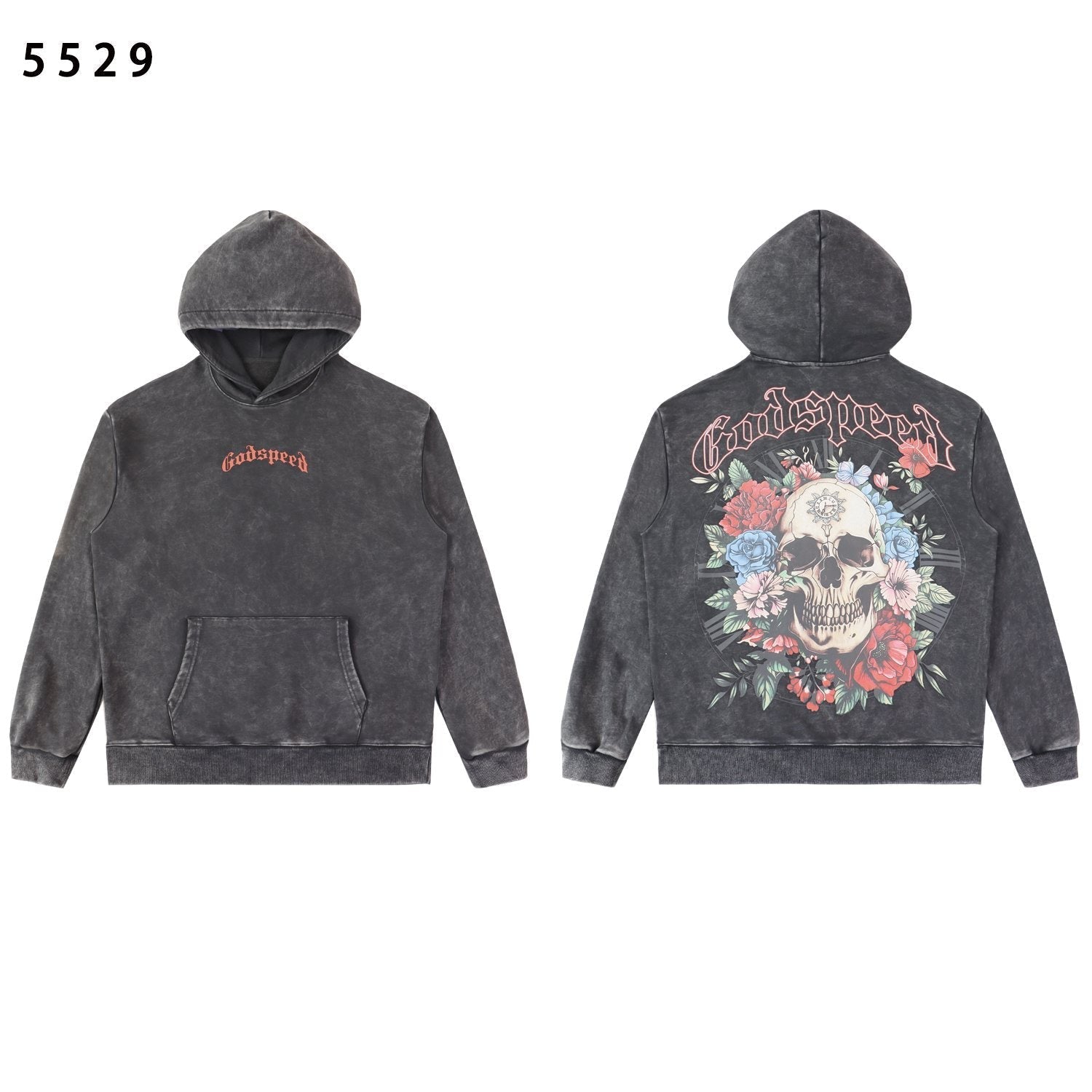 Godspeed Skull Rose Graphic Hoodie — front