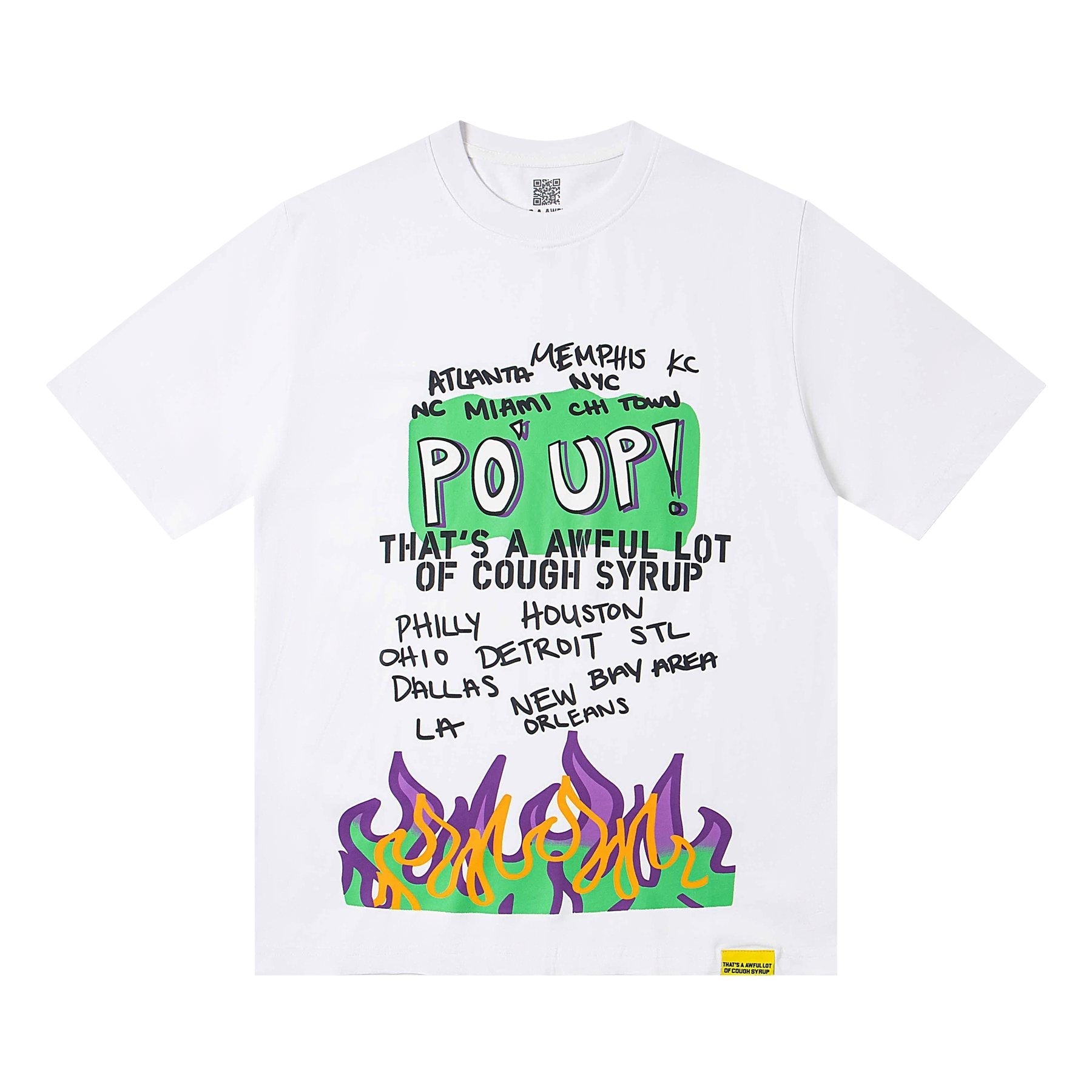 THAT'S A AWFUL LOT OF COUGH SYRUP PO UP Flame Graphic Short-Sleeve T-Shirt — front