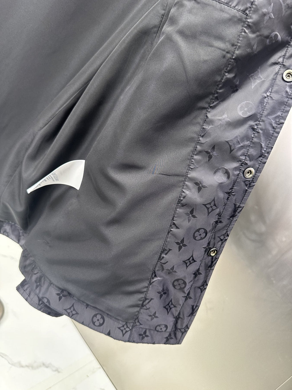 LV Tonal Pattern Button-Front Jacket — fabric_closeup