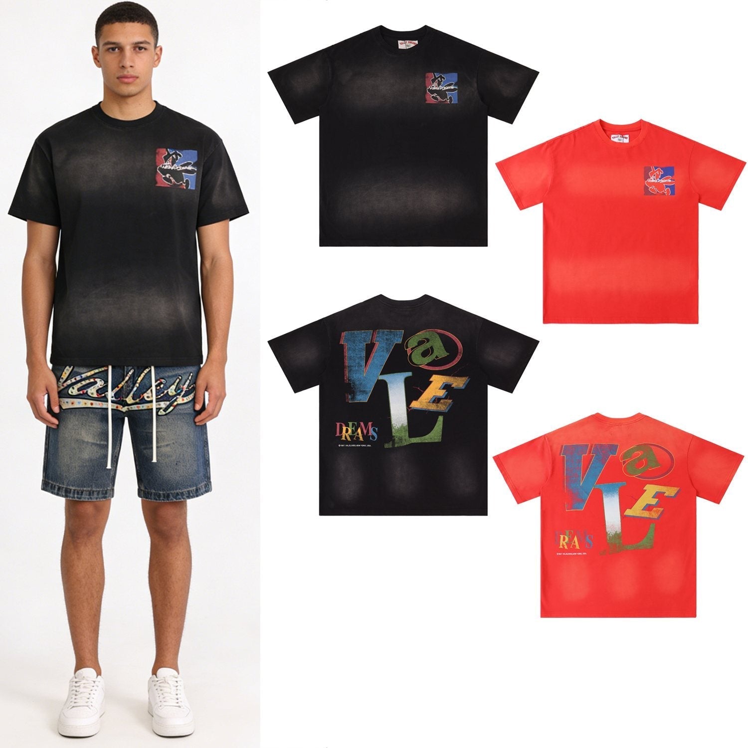 Valley Dreams Graffiti Collage Graphic T-Shirt — context