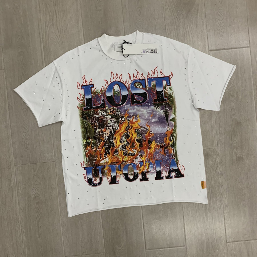 FIRST ROW Lost Utopia Burning Flame T-Shirt — front
