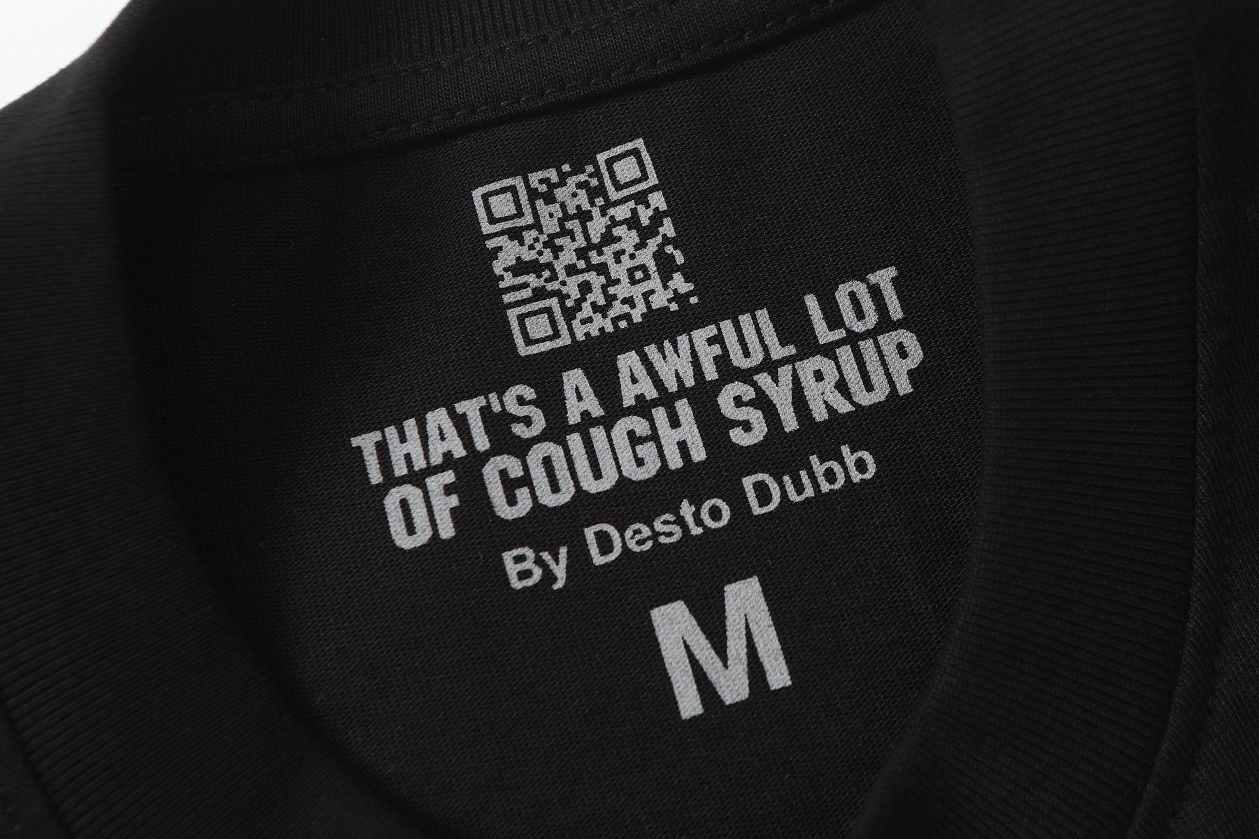 THAT'S A AWFUL LOT OF COUGH SYRUP Purple Front and Back Graphic T-Shirt — neck_label