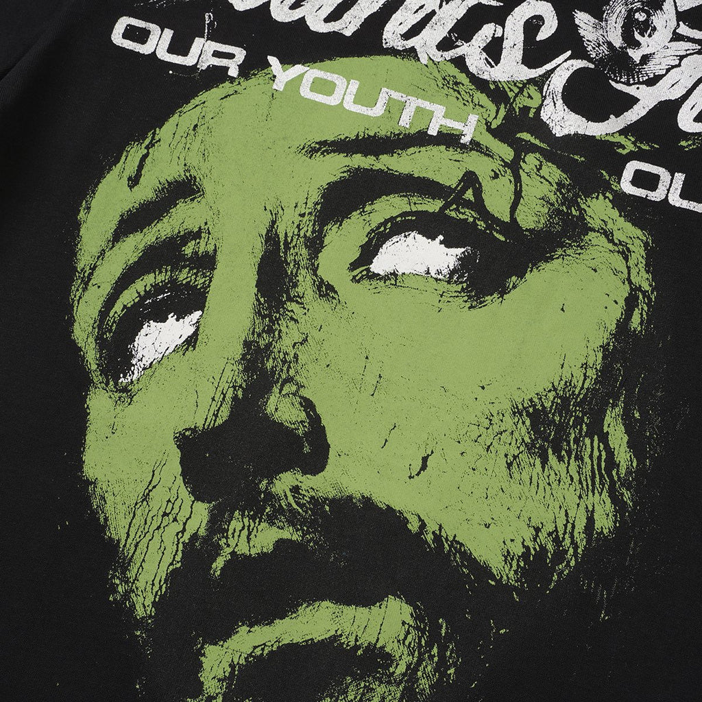 SAINT Black Graphic Short-Sleeve T-Shirt — detail