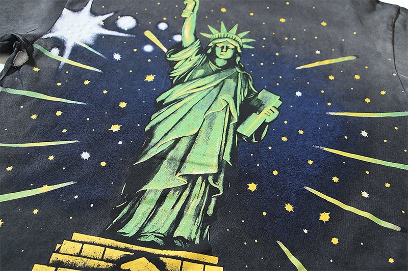 VALE USA Washed Black Rhinestone Graphic T-Shirt — detail