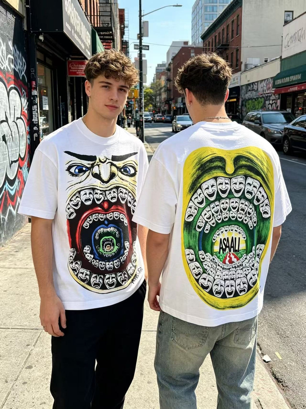 ASAALL Mouth Mask Graphic Short-Sleeve T-Shirt — context
