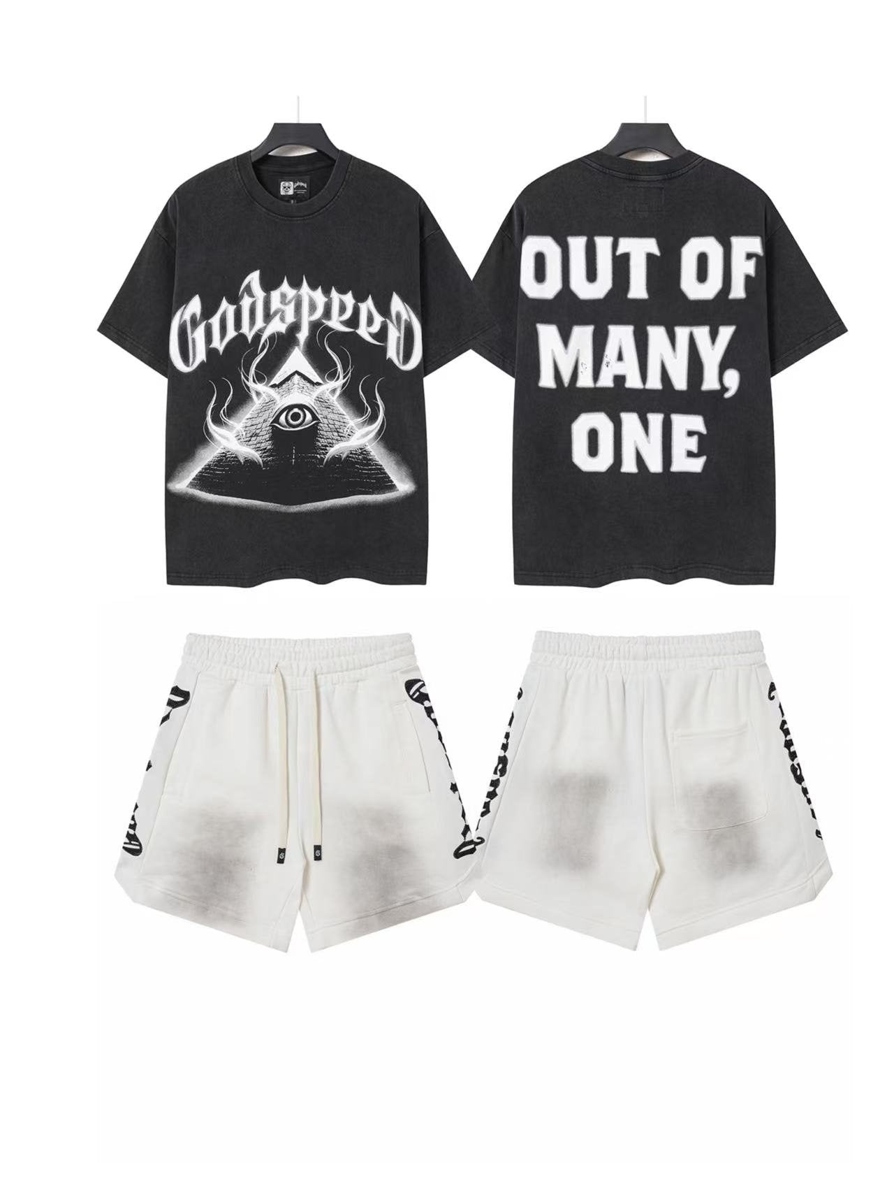 Godspeed Out Of Many One Eye Triangle T-Shirt & Shorts Set — front