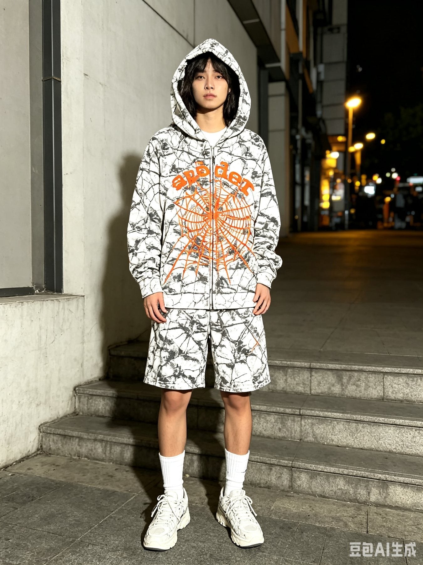 Sp5der Camo Spider Graphic Hoodie & Shorts Set — context