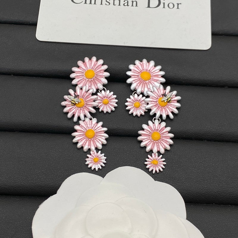 18K Dior Pink Flower Earrings