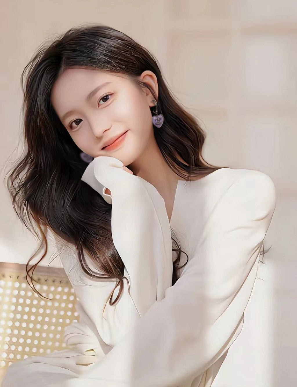 18K  Chanel Purple Heart Earrings