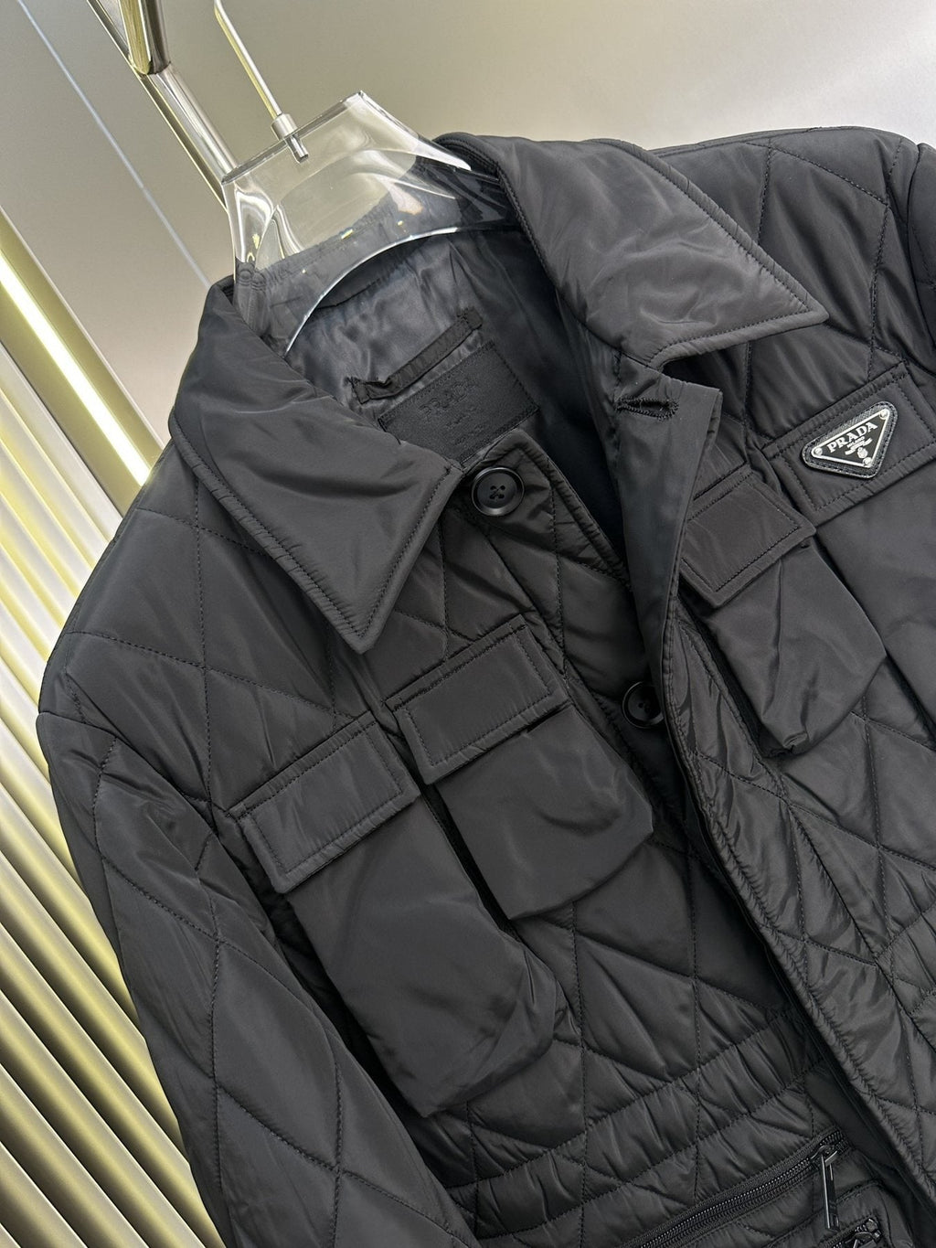Prada Quilted Multi-Pocket Field Jacket — detail